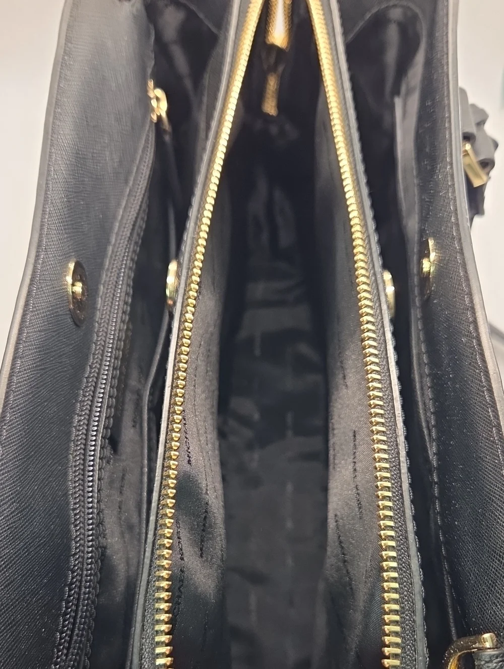 Michael Kors Savannah Large Black Saffiano Satchel with Gold Hardware